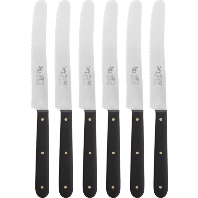 Afbeelding van Robert Herder Ontbijtmes Tafelmes met Kartel RVS Lemmet 12 cm Heft POM Zwart 6 Stuks