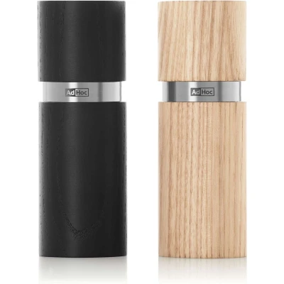 Afbeelding van Peper en zoutmolen Adhoc Textura Essenhout Bruin (Set van 2)
