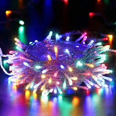 Afbeelding van BrizLabs Binnen Kerstverlichting op Batterijen 10 m 100 LED Multicolor Lichtsnoer Buiten 8 Standen Waterdicht Doorzichtig snoer Geheugen voor Thuis Slaapkamer Bruiloft Kerstboom Decoraties