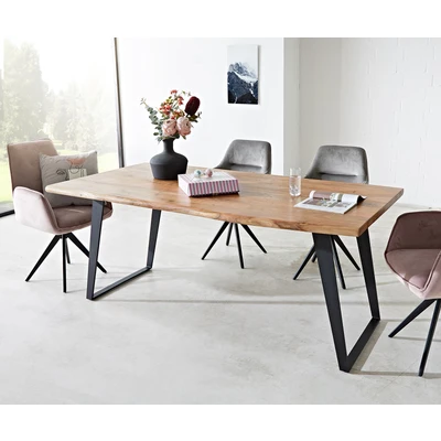 Afbeelding van Eettafel Edge acacia natuur 180x90 XL metaal schuin Live