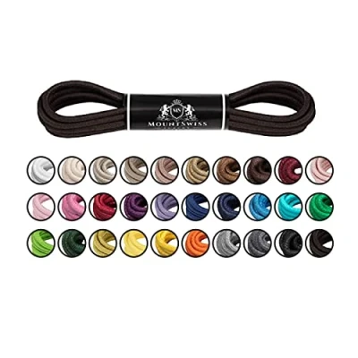 Afbeelding van Mount Swiss Luxe schoenveters, waterafstotende en scheurvaste veters, rond, diameter 2 3 mm, van fijn katoen/gewaxt, voor zakelijk pak leren schoenen, elegante schoenveters lengtes 45 120 cm,