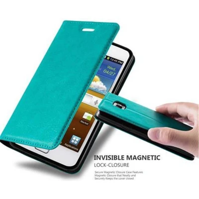 Afbeelding van Cadorabo Hoesje geschikt voor Samsung Galaxy S2 / PLUS in BENZINE TURKOOIS Beschermhoes Case magnetische sluiting