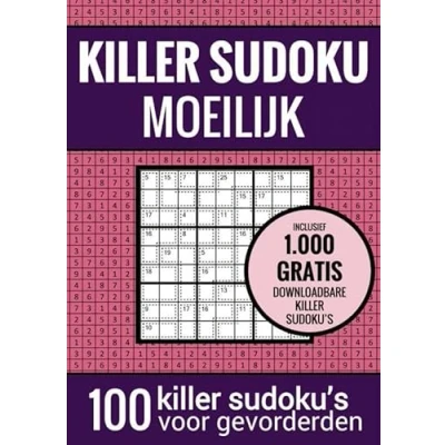 Afbeelding van SUDOKU Moeilijk: KILLER Puzzelboek met 100 Moeilijke Puzzels voor Volwassenen en Ouderen