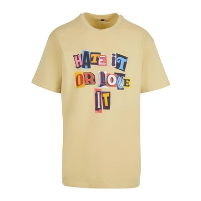 Afbeelding van Upscale by Mister Tee HATE IT OR LOVE Tshirt print, Heren, Maat: Medium, Palemoss