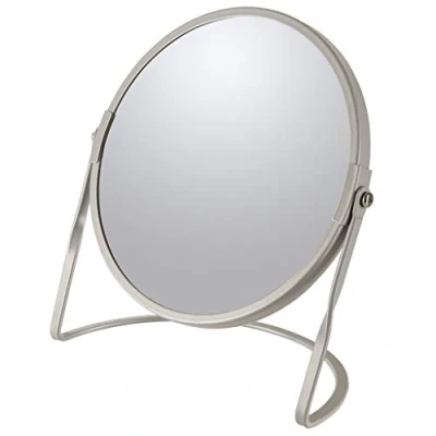 Afbeelding van Make up spiegel Cannes 5x zoom metaal 18 x 20 cm beige dubbelzijdig