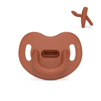 Afbeelding van Suavinex, Siliconen fopspeen voor baby&#039;s van 0 tot 6 maanden, anatomische speen super zacht en flexibel, ideaal om te slapen, kleur essence, baksteenrood