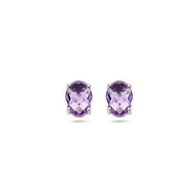 Afbeelding van Zilver Gerhodineerd Oorknoppen Amethist 1337689