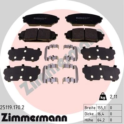 Afbeelding van Remblokkenset, schijfrem ZIMMERMANN 25119.170.2