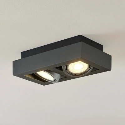 Afbeelding van Arcchio plafondlamp 2lichts Aluminium, metaal H: 9 cm GU10 donkergrijs