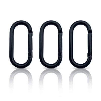 Afbeelding van Set van 3 ovale karabijnhaken, kleine karabijnhaak, sleutelhanger, zwarte mini carabiner, sleutelorganizer (zwart 50 x 25 mm)