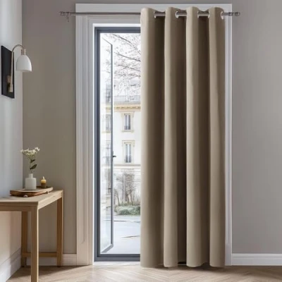 Afbeelding van Deconovo Verduisteringsgordijnen Grommet 84 inch Lengte, Thermische Ooggordijnen voor de Woonkamer, Keuken, 203x214 cm (B x H), Taupe, 1 stuk