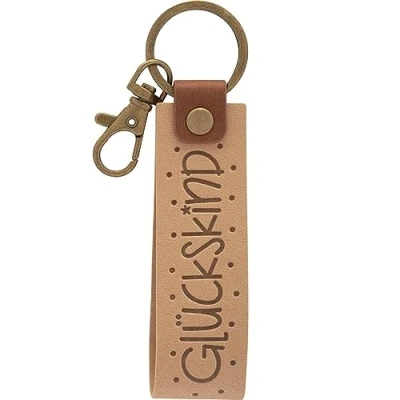 Afbeelding van GRUSS &amp; CO Sleutelhanger kunstleer Motief Geluk Hanger van licht met Gelukskind, incl. Karabijnhaak 48371, bruin, Länge 15 cm, &quot;Gelukskind&quot;