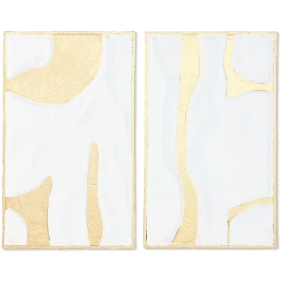 Afbeelding van Wanddecoratie Home ESPRIT Wit Gouden Modern 48 x 2,5 80,5 cm (2 Stuks)