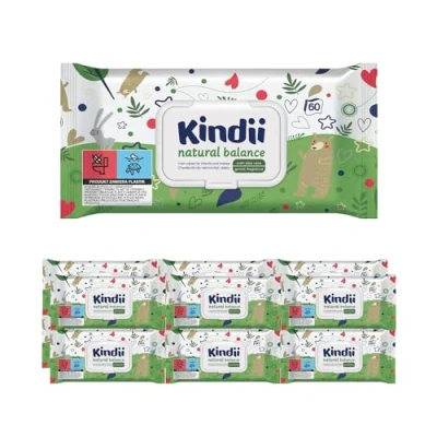 Afbeelding van Kindii Natte doekjes voor baby&#039;s en kinderen, natuurlijke balans, beschermend, hydraterend, regenererend, delicate geur, allantoïne, verzachtend, aloë vera, neutrale pH waarde, 720 stuks, 12 x 60
