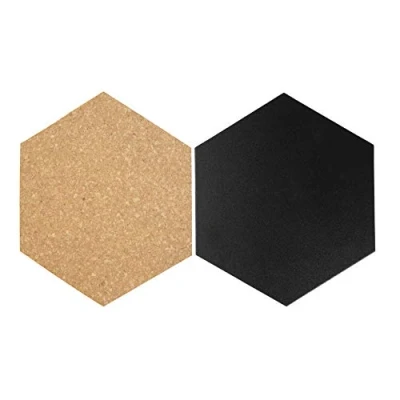 Afbeelding van Krijt+ prikbord Securit Hexagon set 7 stuks zwart + 1 marker