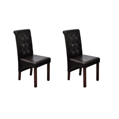 Afbeelding van Eetkamerstoelen 2 st kunstleer bruin