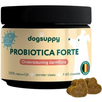 Afbeelding van Probiotica Forte snoepjes (VLEESVRIJ) Ondersteunt Darmflora &amp; Spijsvertering 100% Natuurlijk +3 miljard per snoepje FAVV goedgekeurd Hond Hondensupplementen Hondensnacks 60 hondenkoekjes