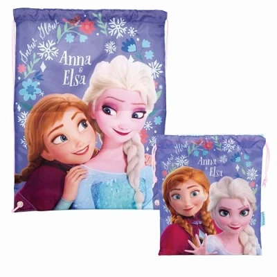 Afbeelding van Superdiver Frozen Elsa en Anna Set met tas trekkoord, officieel Disney gelicentieerd product, ideaal voor school kleuterschool, modieus accessoire meisjes, polyester, blauw, 44 x 33