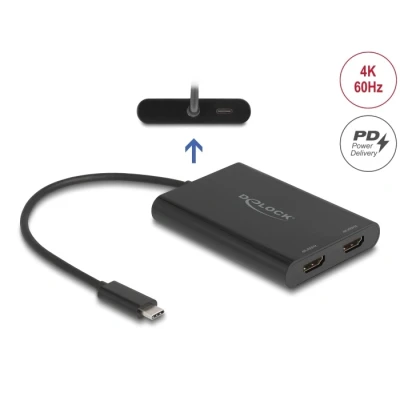 Afbeelding van Delock Adapter USB Type C™ zu 2 x HDMI 4K 60 Hz mit DisplayLink® Gr