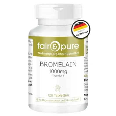 Afbeelding van Fair &amp; Pure® bromelaïne 500mg hooggedoseerd ananasenzym 1200 F.I.P. per tablet zonder magnesiumstearaat 120 tabletten