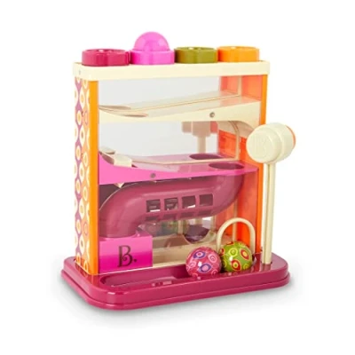 Afbeelding van B. toys Kogelbaan motoriek speelgoed hamerspel met hamer en 4 ballen educatief speelgoed, hamerspel, babyspeelgoed voor kinderen vanaf 1 jaar (6 stuks)