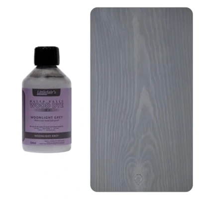 Afbeelding van Littlefair&#039;s Houtbeits en kleurstof op waterbasis Pastel Range (250 ml, maanlichtgrijs) Houtverf voor binnen hout inclusief deuren plinten