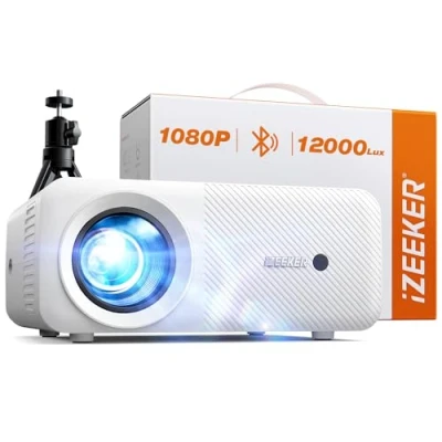 Afbeelding van VideoProjector Bluetooth, 12000 lumen 1080P Projector, iZEEKER Draagbare Mini Projector Thuisbioscoop voor iOS Android PC PS5 HDMI USB Firestick (Met Statief)