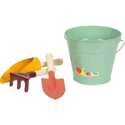 Afbeelding van small foot handschep set met emmer &quot;Tiny Garden&quot;, tuin en zandspeelgoed van hout metaal, voor kinderen vanaf 3 jaar, 12665