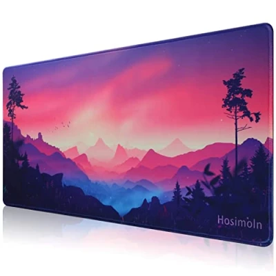 Afbeelding van Hosimoln Gaming muismat, grote muismat afmetingen 70 x 30 cm dik 3 mm, premium gestructureerde antislip en waterdichte computermuismat met genaaide randen voor gaming/kantoor/home/70 sunrise03