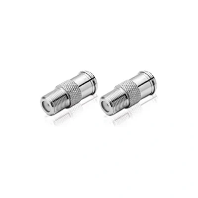 Afbeelding van conecto F connector, koppeling, connector Quick naar bus, adapter voor verlenging van antennekabel/coaxiale kabel, set 2, SA CC50827 SET2, nikkel