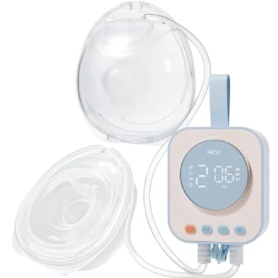 Afbeelding van NCVI Elektrische Borstkolf Hands Free, 4 Standen/9 Sterkten, Dubbele Motor 300 mmHg, Anti Lek Beker 150ml, 2200mAh Accu (blauw)