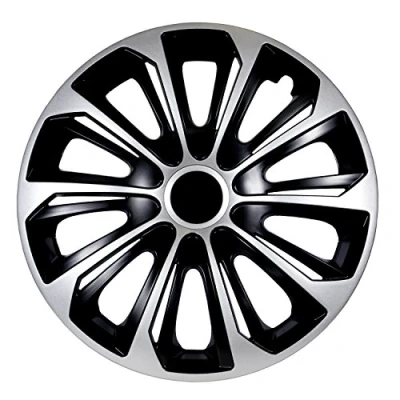 Afbeelding van NRM Wieldoppen 14 &quot;STERK zwart / zilver Set van 4 stuks