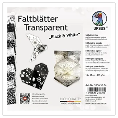 Afbeelding van Ursus 38065504 vouwbladen transparant &quot;Black &amp; White&quot; 115 g/m², 50 15 x cm, eenzijdig bedrukt