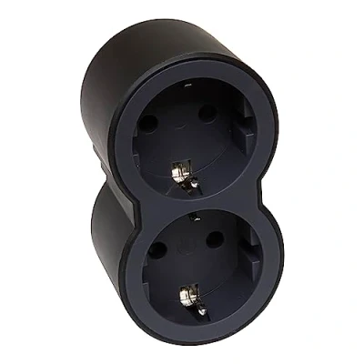 Afbeelding van Legrand 694517, adapter 2P+T, 2 stopcontacten/stroom voor, stekkerdoos, zwart/donkergrijs