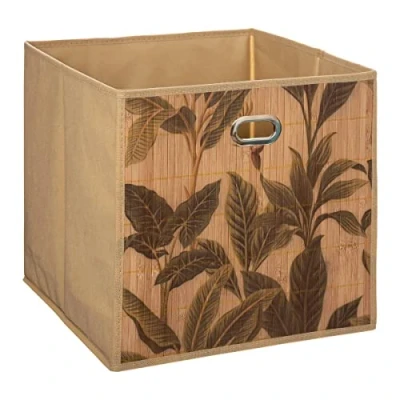Afbeelding van 5Five Opbergmand/kastmand 29 liter beige linnen/bamboe 31 x cm Vakkenkast manden
