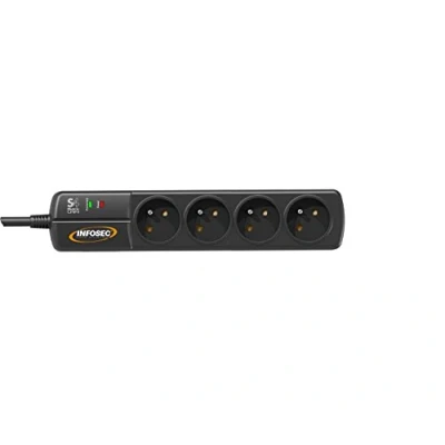 Afbeelding van InfoSec S4 Black Line II Parasurtenseur 4 Sockets FR 2 jaar garantie