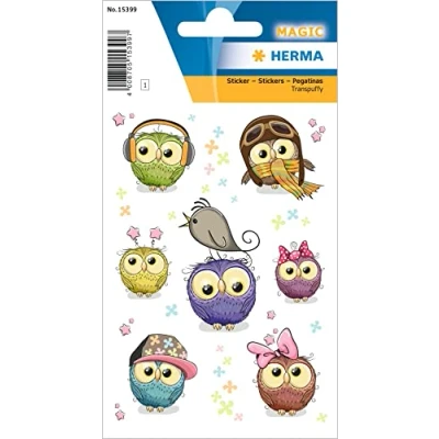 Afbeelding van 10x Herma Stickers leuke uilen, transpuffy