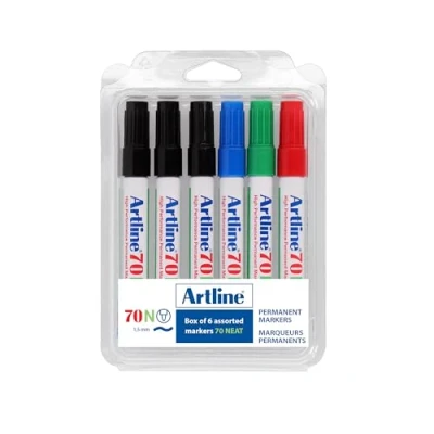 Afbeelding van ARTLINE 70 NEAT Permanent markers Kit 6 stuks Verschillende kleuren