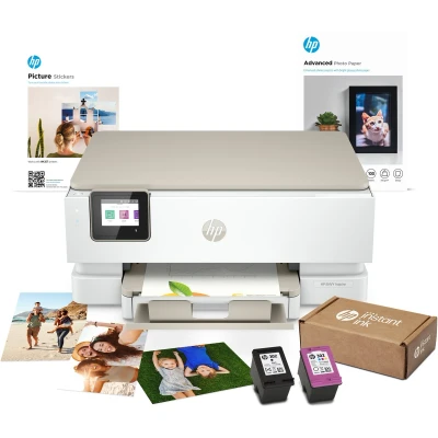Afbeelding van HP Creator box ENVY 7220e A4 inkjet printer 15 ppm Wifi + fotopapier sticker papier 5 maanden