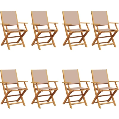 Afbeelding van vidaXL Tuinstoelen 8 st inklapbaar stof en massief hout taupe