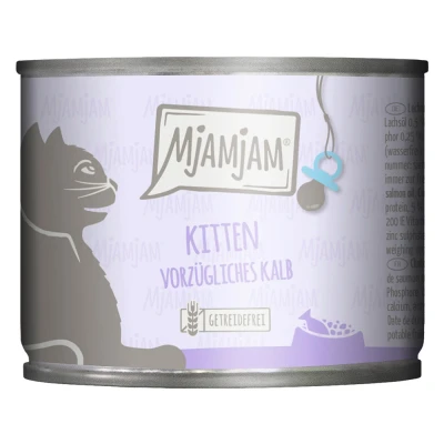 Afbeelding van 6x200g MjAMjAM Kitten voortreffelijk Kalf met zalmolie nat kattenvoer