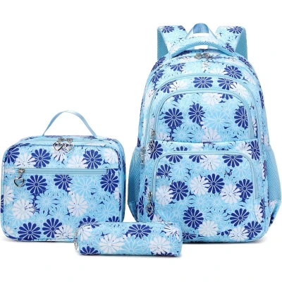 Afbeelding van Stijlvolle Schooltas Set voor Meisjes met Lunchtas en Pennenzak