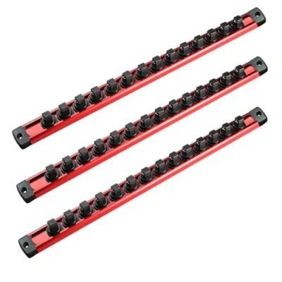Afbeelding van ACEBON Magnetische Socket Organizer Set, 3 STKS Aluminium Rail, Heavy Duty Houder, 3/8 Inch Rack, Houdt 42 Sockets