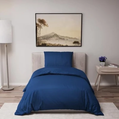 Afbeelding van Dreamzie Dekbedovertrek 135x200 cm met 1 kussensloop 80x80 Donkerblauw Bedset van 100 procent microvezel Gecertificeerd vrij chemicaliën (Oeko TEX)