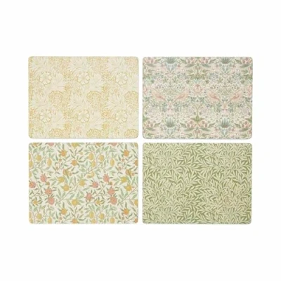 Afbeelding van Pimpernel Morris &amp; Co Simpley mixed placemat 4 delig Fruit, Willow, Strawberry Thief, Marigold