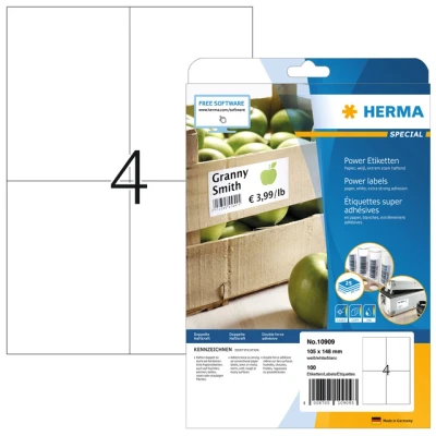 Afbeelding van Etiket HERMA Power 10909 105x148mm wit 100stuks