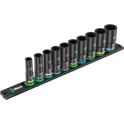 Afbeelding van Wera 05005590001 10 delige 9660 B Impaktor Deep 1 Doppenset Op Magneetstrip 3/8&quot;