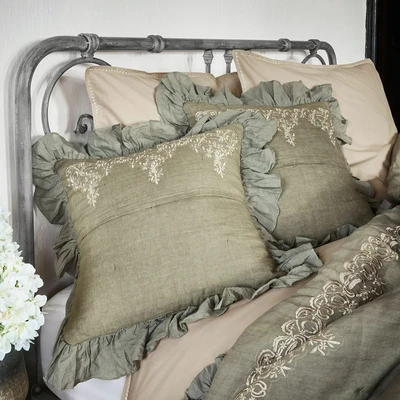 Afbeelding van LOBERON Kussenhoes set van 2 Therese groen