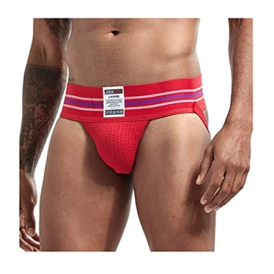 Afbeelding van JOCKMAIL Heren Sexy Slips Jockstrap Gym Katoen Atletische Supporter Sport Jockstraps Fit Bandjes Fitness Jock Strap Zachte Onderbroek 7 Kleuren, Rood, XL