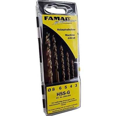 Afbeelding van FAMAG Houtspiraalboorset 5 delig D = 3,4,5,6,8 mm in cassette